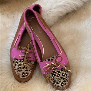 Sperry topsiders size 9 pink,  gold and tan